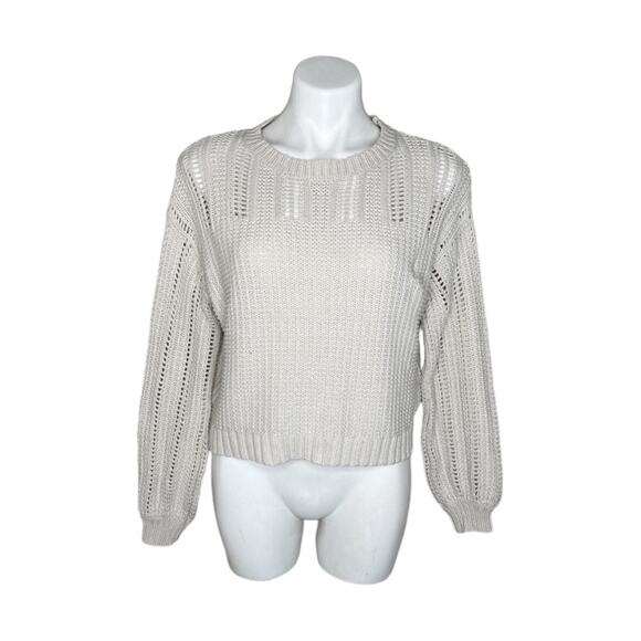 AMERICAN EAGLE Beige Chunky Knit Crew Neck Sweater Size Medium - Picture 1 of 9
